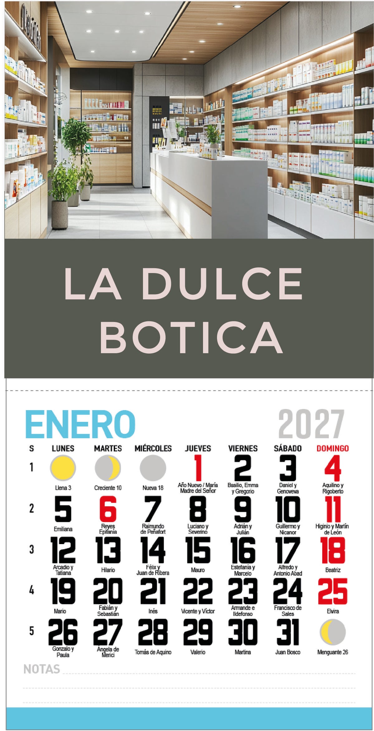 CALENDARIO IMAN TAMAÑO "S"