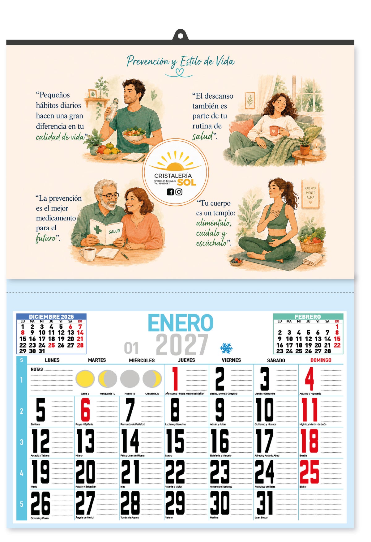 Ejemplo de calendario de pared 2XL personalizado