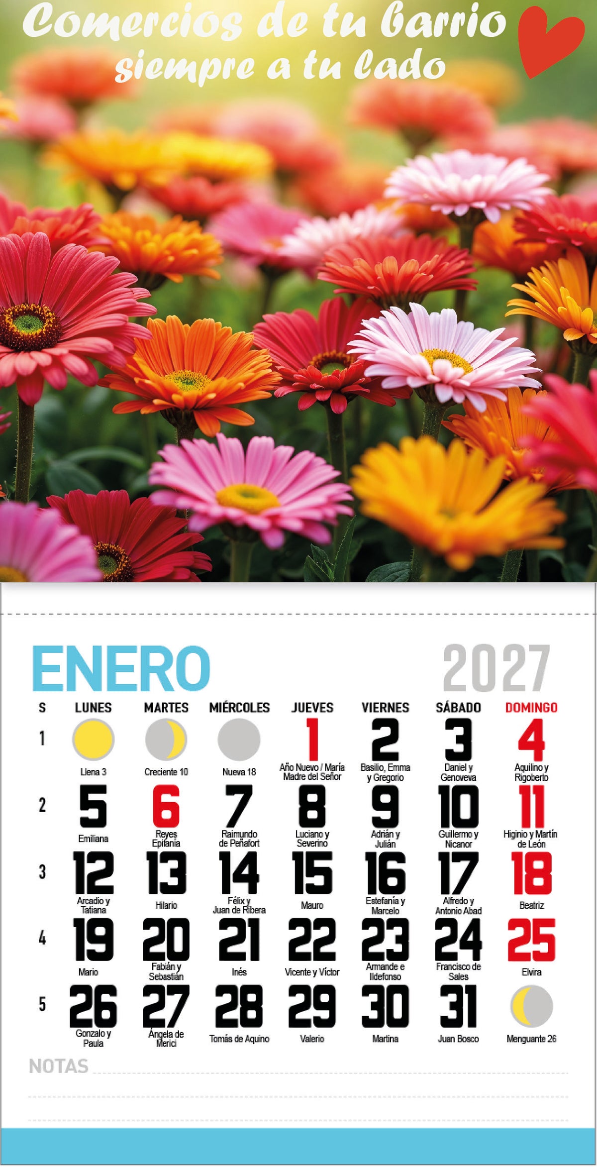 CALENDARIO IMAN TAMAÑO "S"