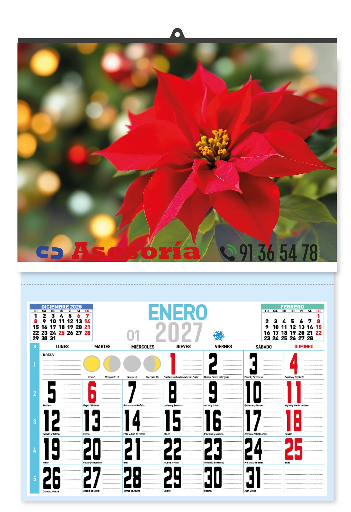 Ejemplo de calendario de pared XL personalizado