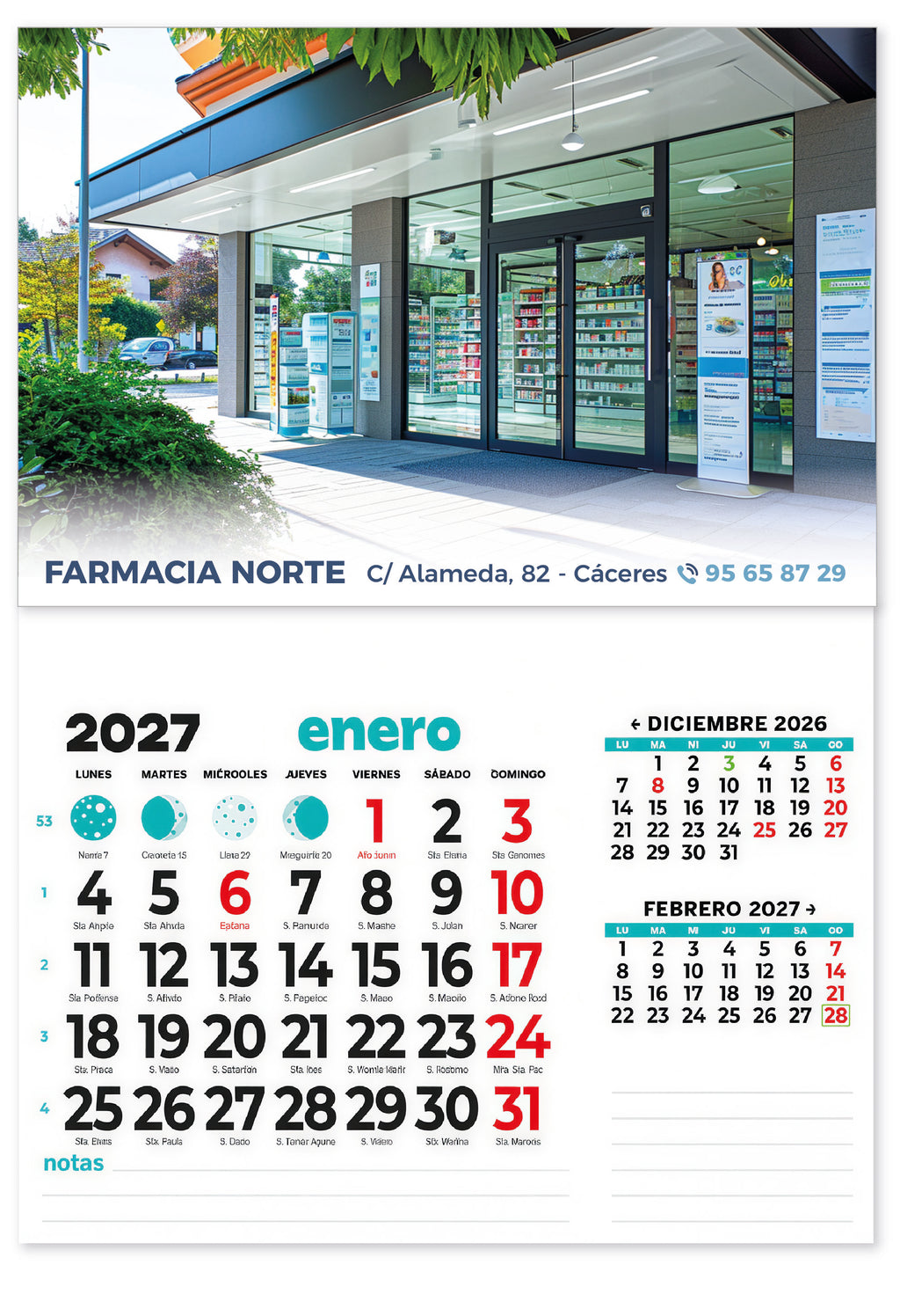 Calendario imán nevera personalizado tamaño M