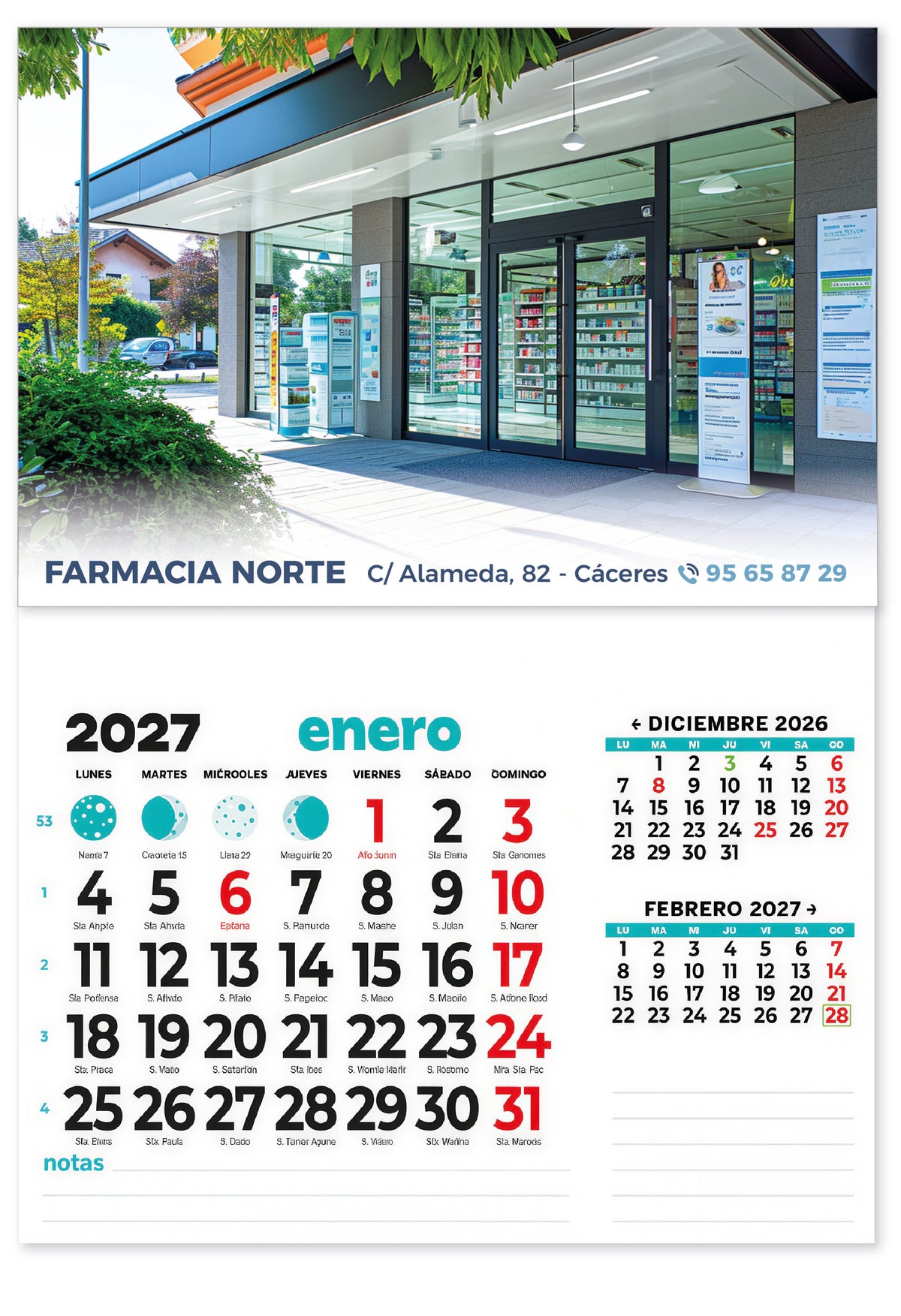 Calendario imán nevera personalizado tamaño M