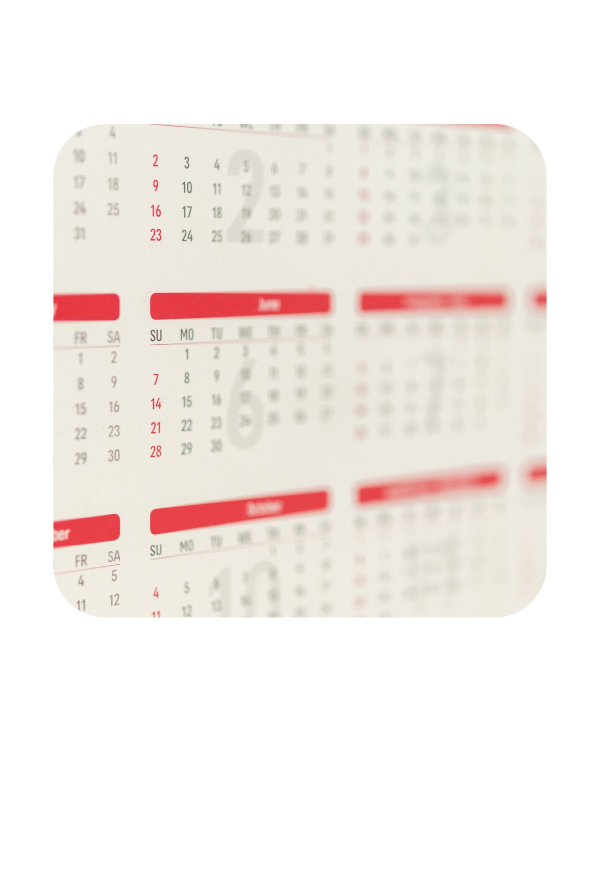 Detalle de los días del calendario imán nevera tamaño M